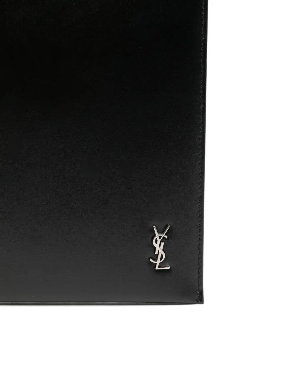 SAINT LAURENT Mini Leather Tablet Clutch - 21 CM X 29 CM
