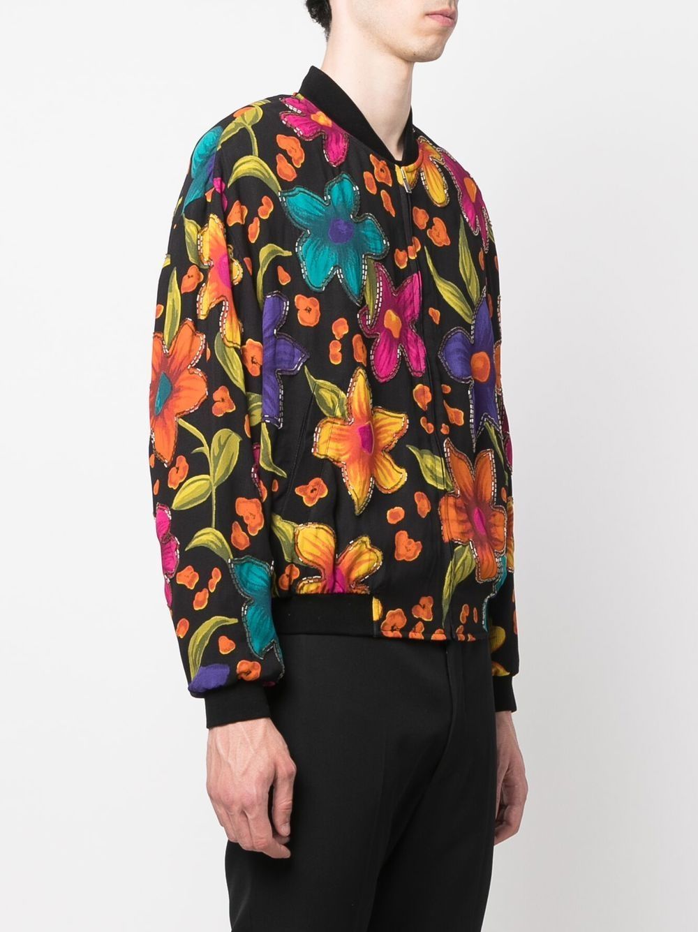 SAINT LAURENT Men's Teddy Crepon Fleurs Outerwear