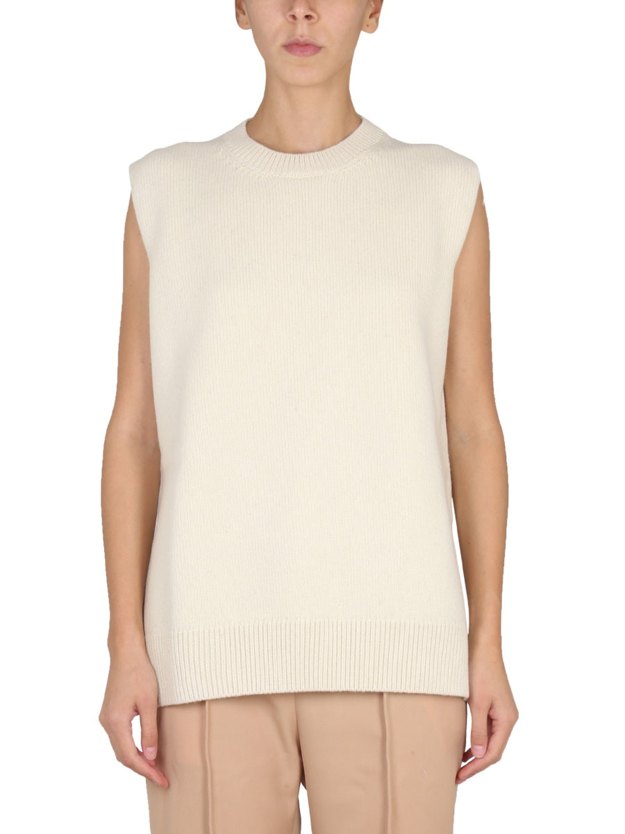 JIL SANDER Sleeveless Crew-Neck Wool Vest