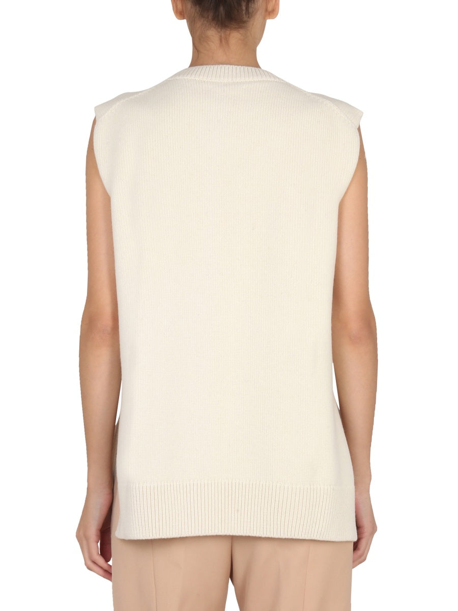 JIL SANDER Sleeveless Crew-Neck Wool Vest