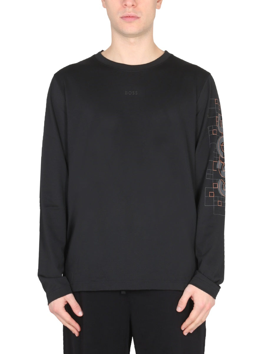 BOSS Crew-Neck Long Sleeve Logo T-Shirt
