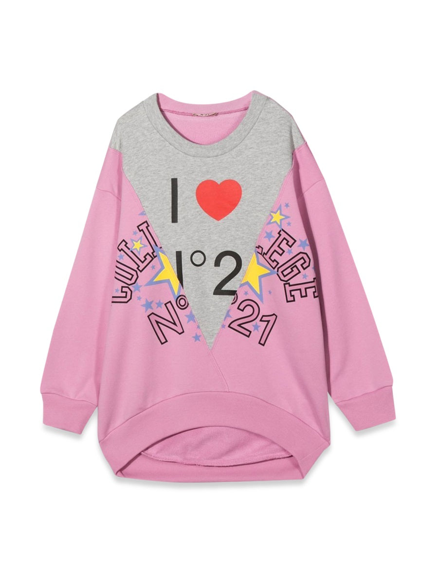 N°21 Mini Crewneck Sweatshirt with Logo and Heart