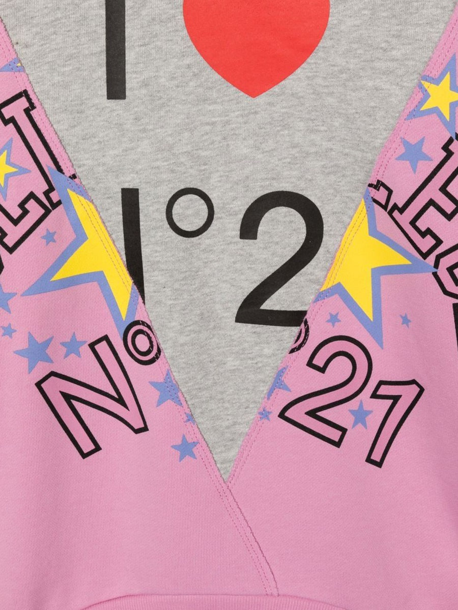 N°21 Mini Crewneck Sweatshirt with Logo and Heart