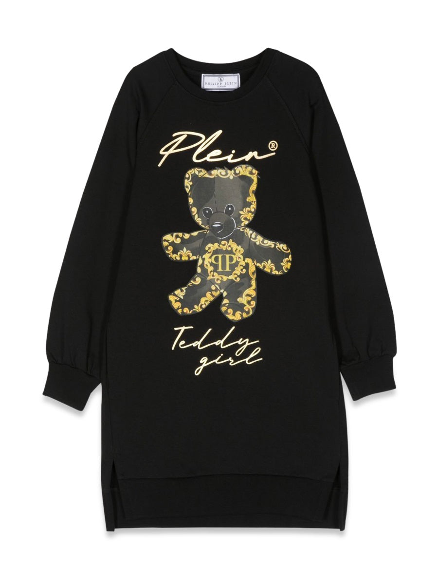 PHILIPP PLEIN Girls' Long Sleeve Mini Bear Dress
