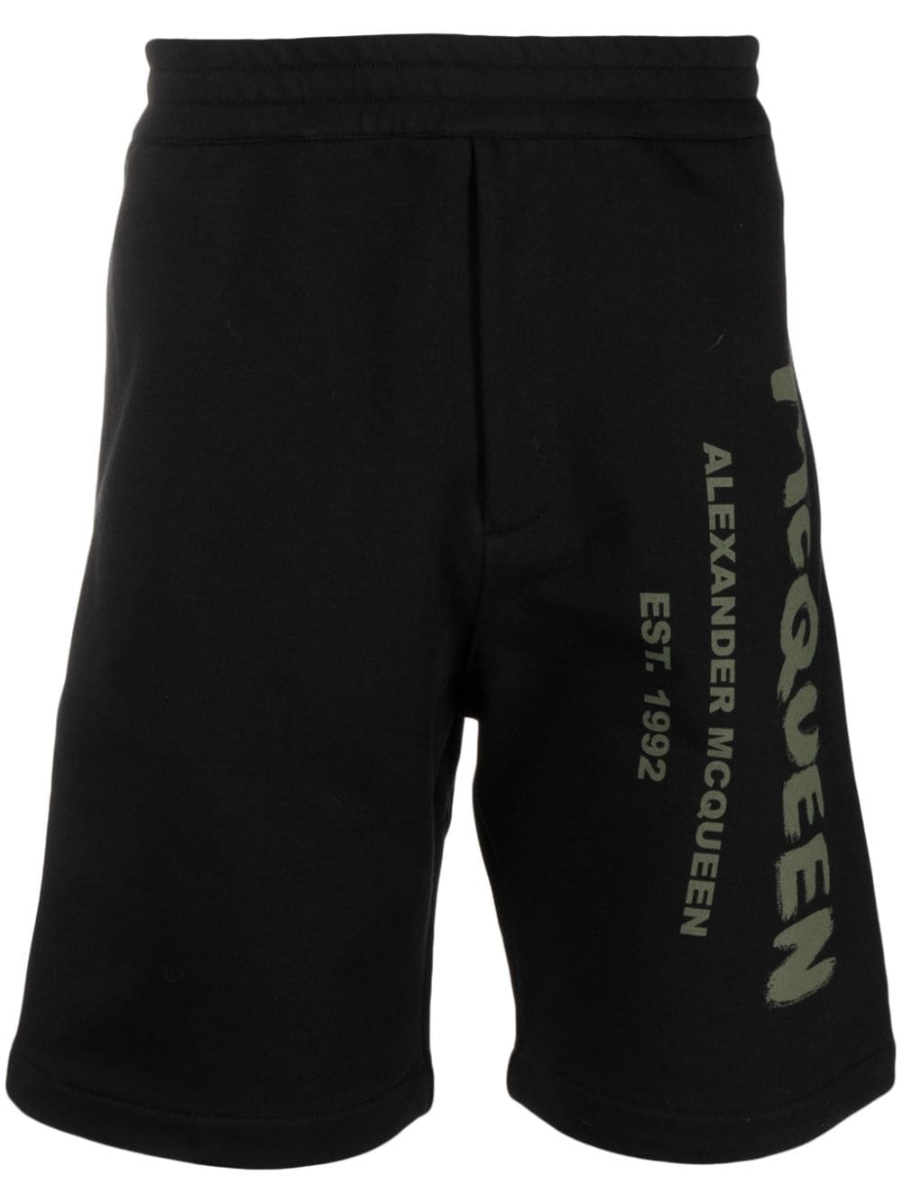 ALEXANDER MCQUEEN Logo Print Cotton Shorts for Men - Regular Fit