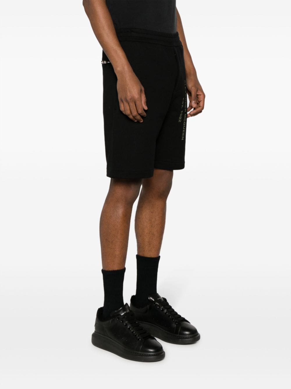 ALEXANDER MCQUEEN Logo Print Cotton Shorts for Men - Regular Fit