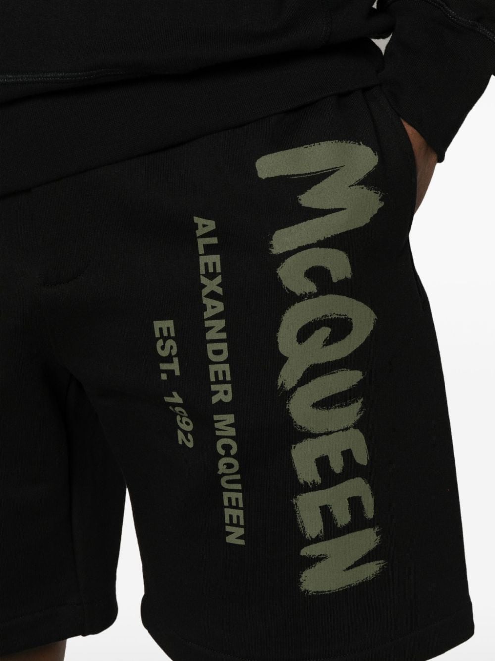 ALEXANDER MCQUEEN Logo Print Cotton Shorts for Men - Regular Fit