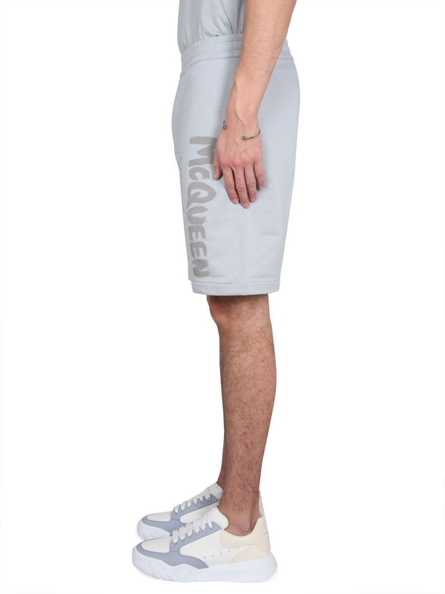 ALEXANDER MCQUEEN Graffiti Logo Mini Bermuda Shorts