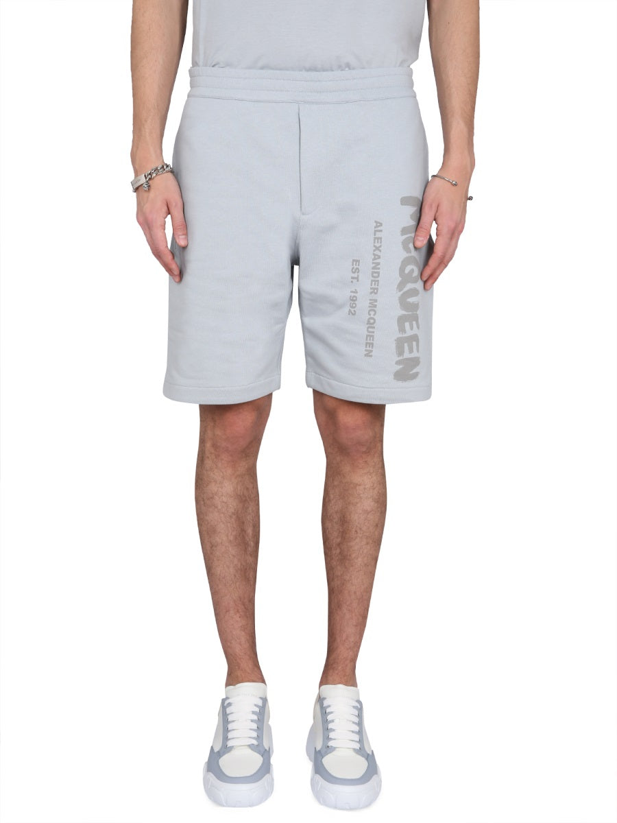 ALEXANDER MCQUEEN Graffiti Logo Mini Bermuda Shorts