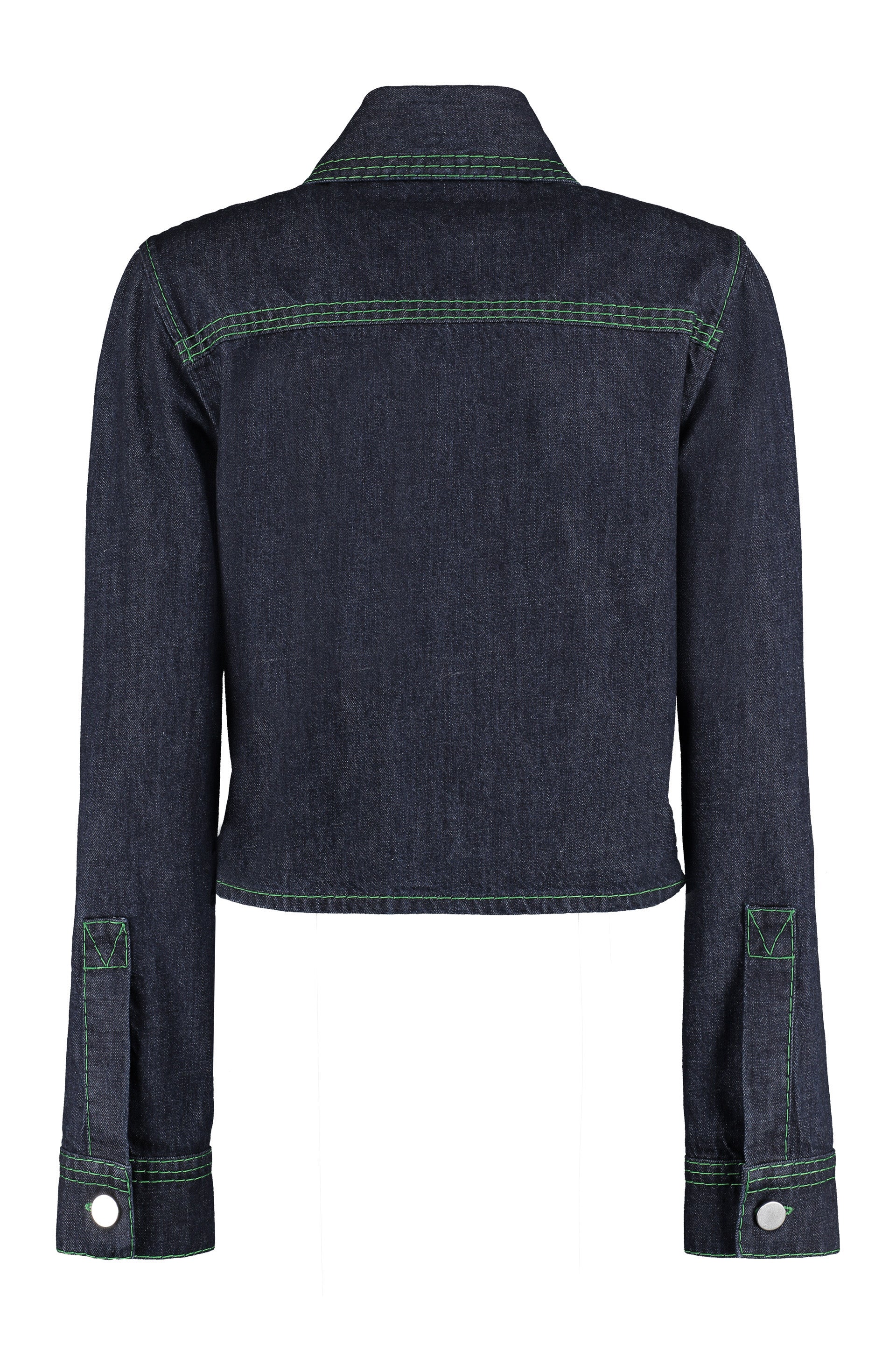 BOTTEGA VENETA Denim Shirt with Contrasting Color Stitching - Women’s Outerwear