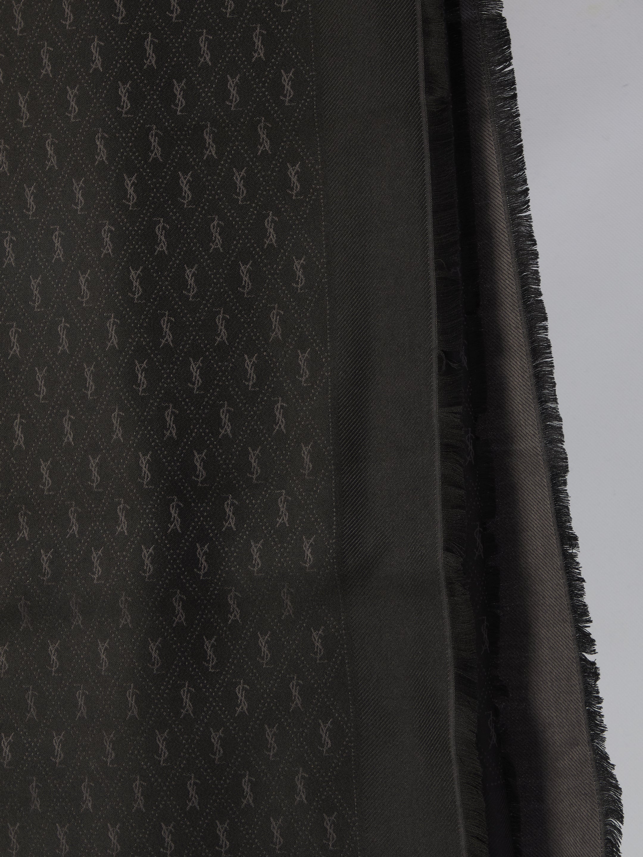 SAINT LAURENT Wool Blend Scarf with Frayed Hem - 140X200 CM