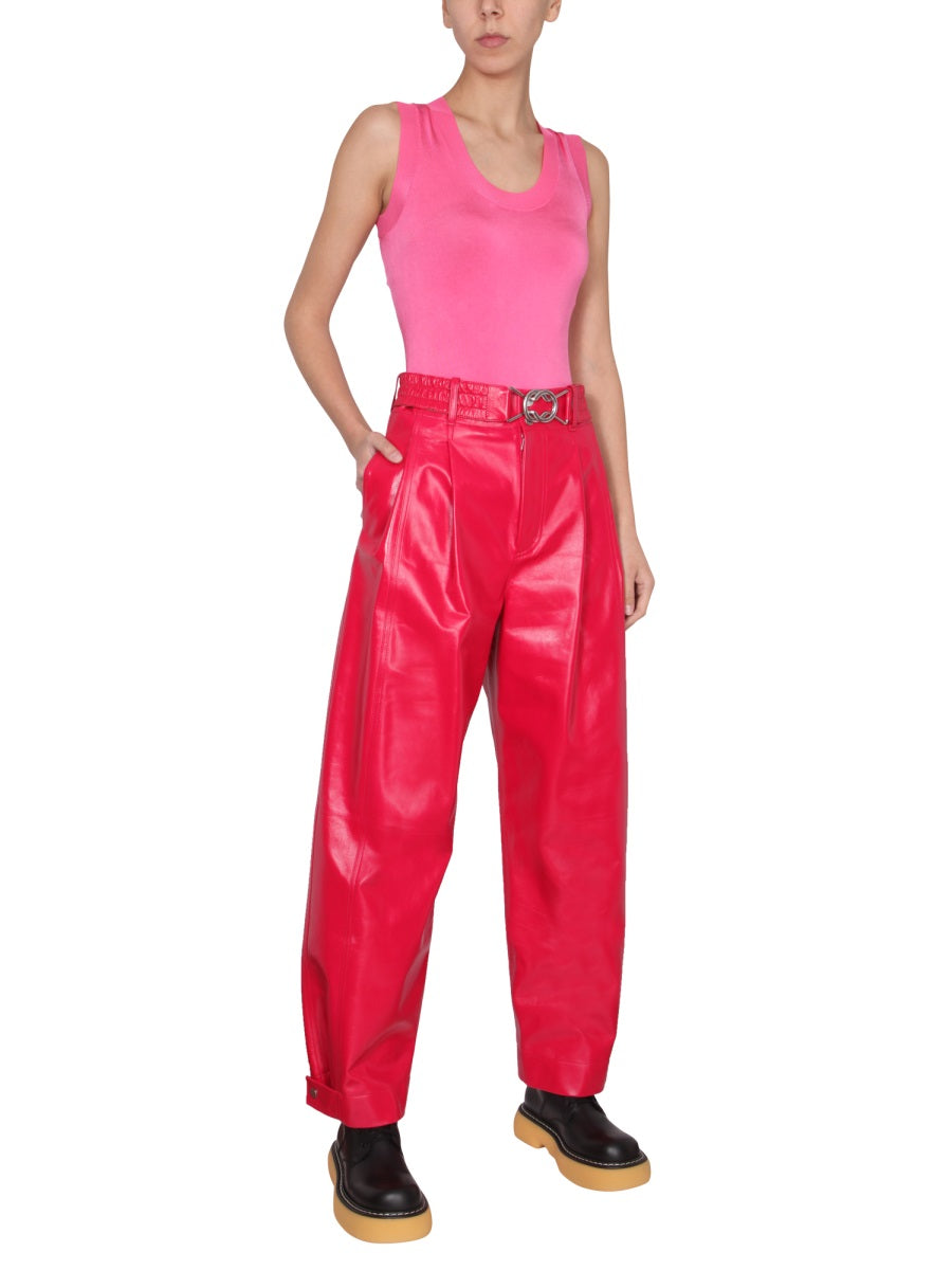 BOTTEGA VENETA Bodycon Round Neck T-Shirt with Snap Buttons