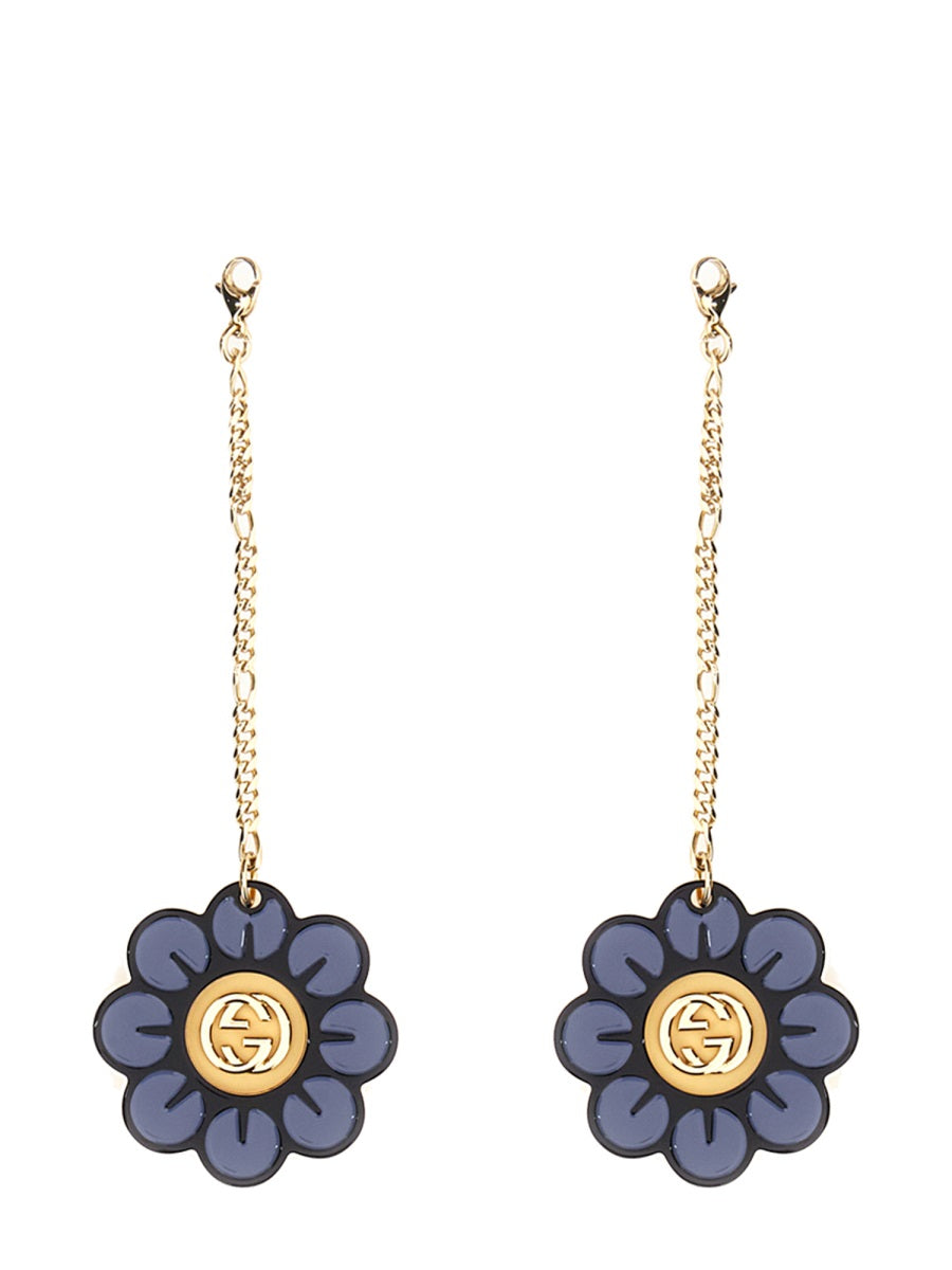 GUCCI Round Frame Sunglasses with Floral Pendants - Women’s Accessories