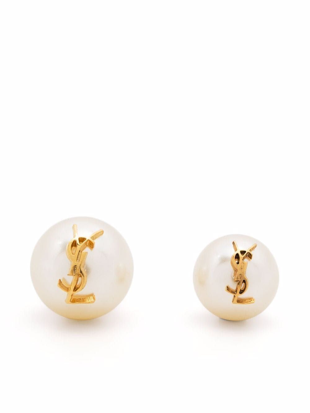 SAINT LAURENT Asymmetrical Mini Pearl Earrings