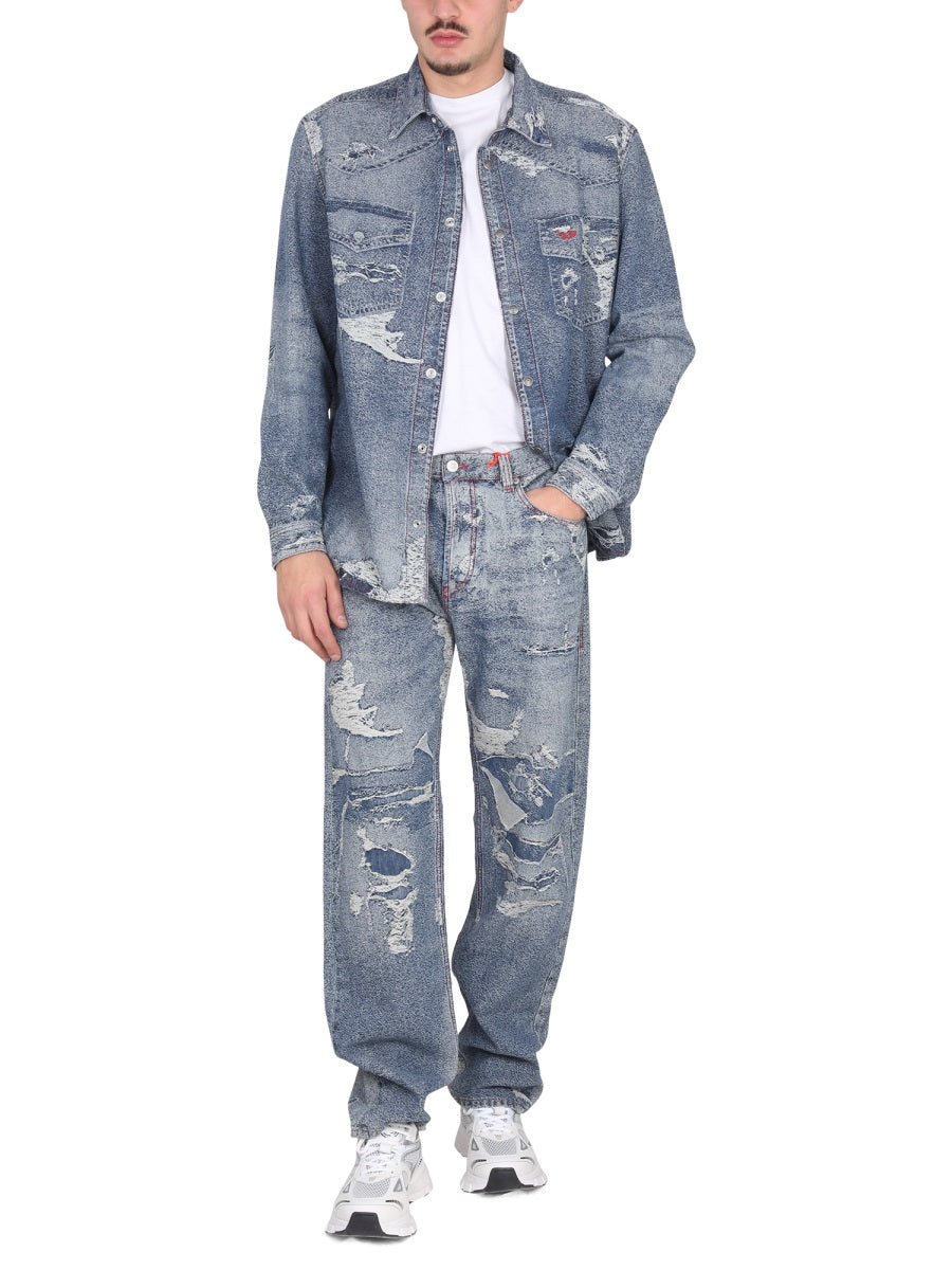 DIESEL Classic Men's Jean Shirt with Snap Button Closure
