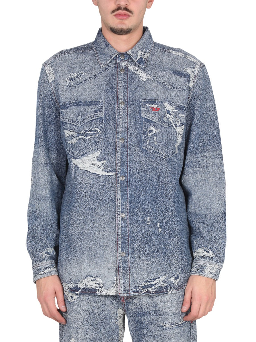 DIESEL Classic Men's Jean Shirt with Snap Button Closure