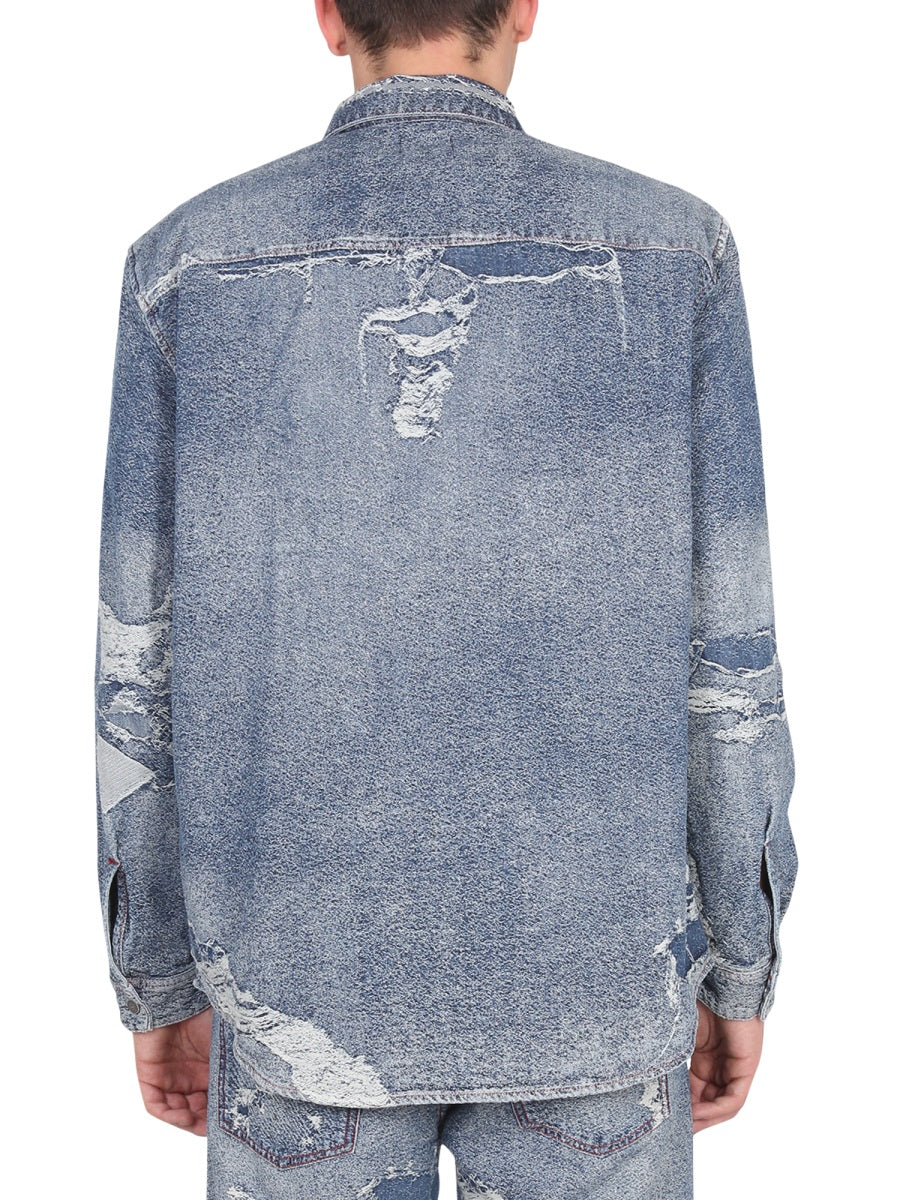 DIESEL Classic Men's Jean Shirt with Snap Button Closure