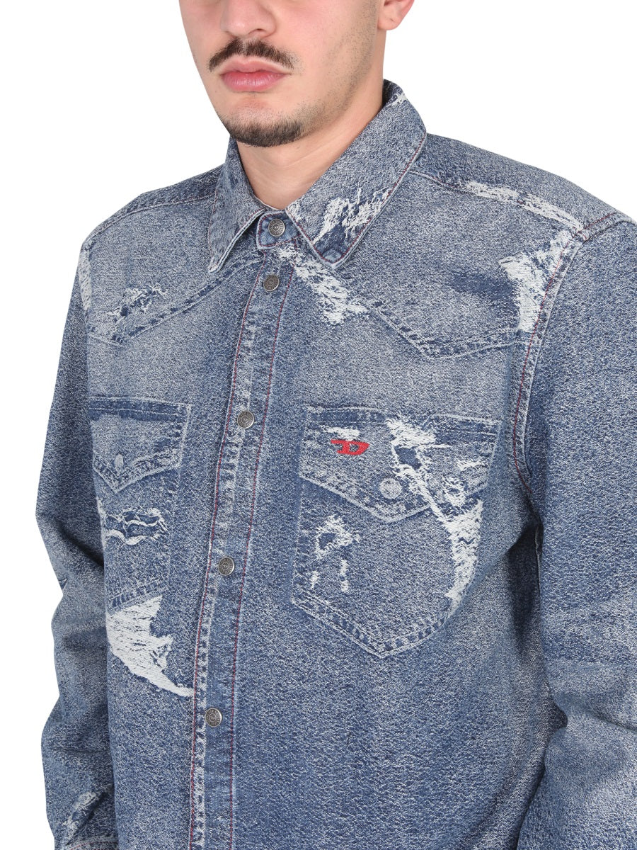 DIESEL Classic Men's Jean Shirt with Snap Button Closure