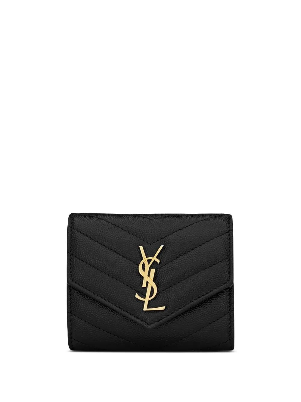 SAINT LAURENT Mini Tri-Fold Wallet in Grain Leather