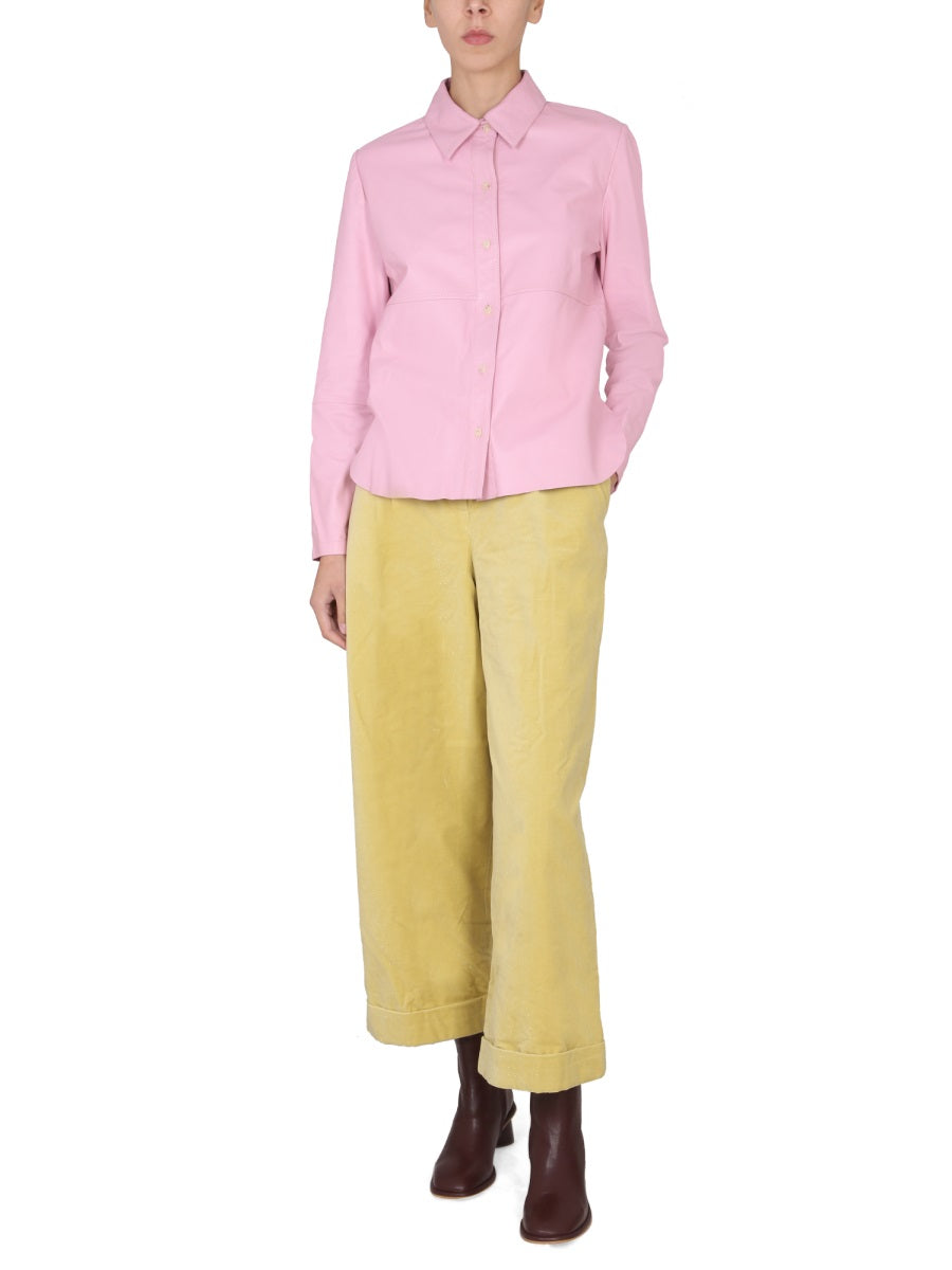 ALYSI Pointed Collar Leather Jacket for Women