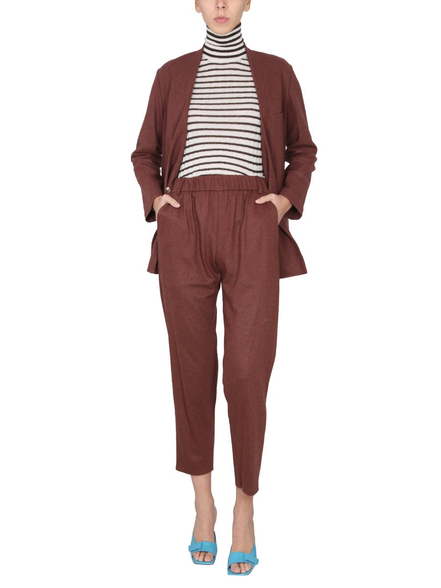 ALYSI Elegant Cigarette Pants with Elastic Waistband