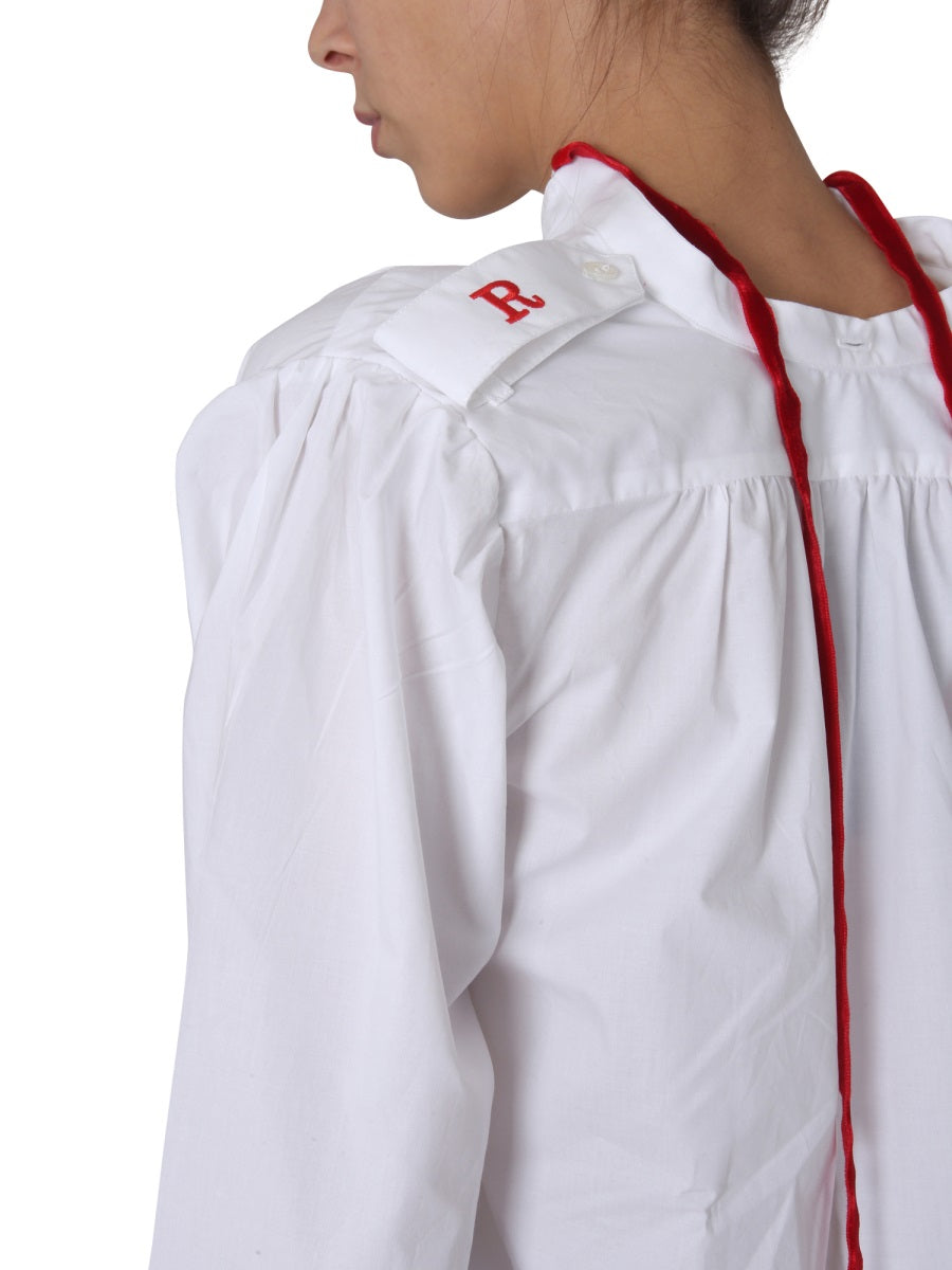 RAF SIMONS Women’s V-Neck Cotton Shirt with Bow Collar
