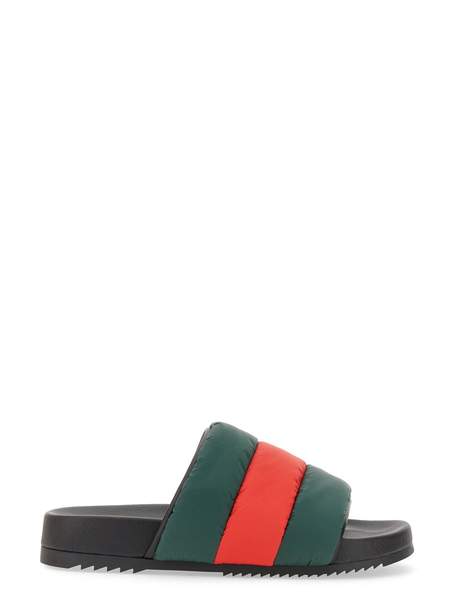 GUCCI Classic Slider Sandal with Web Ribbon