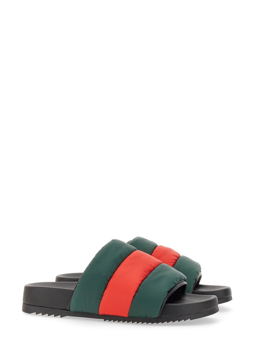 GUCCI Classic Slider Sandal with Web Ribbon