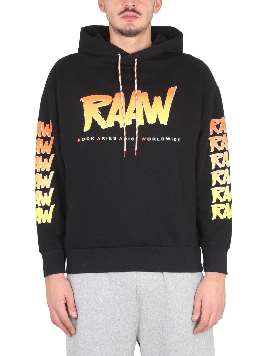 ARIES Unisex Logo Print Sweatshirt with Drawstring Hood