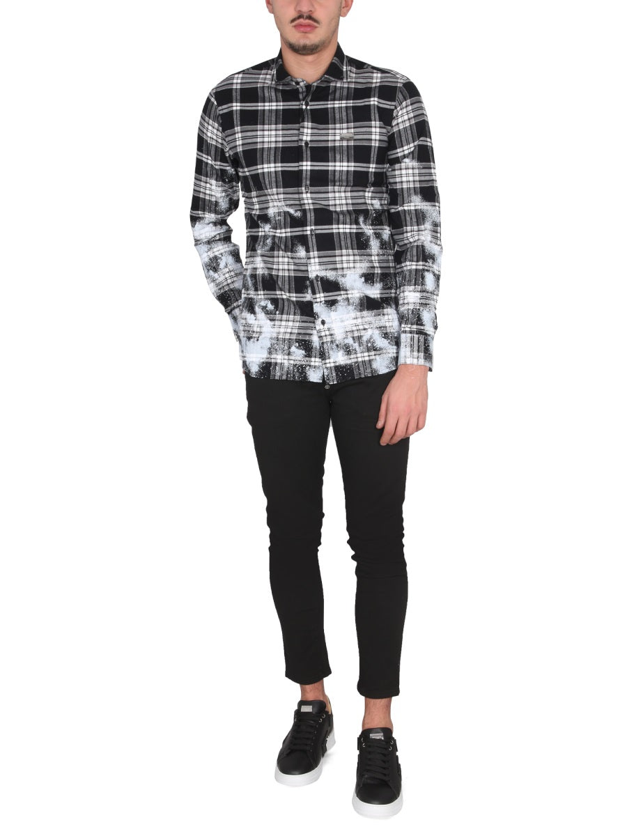 PHILIPP PLEIN Tartan Pattern Button Closure Shirt for Men