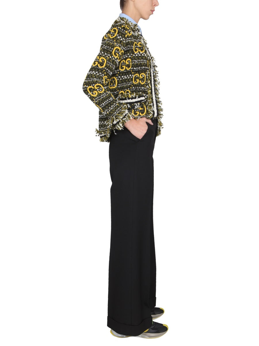 GUCCI Wool Trousers with Hook and Zipper Closure - Women's