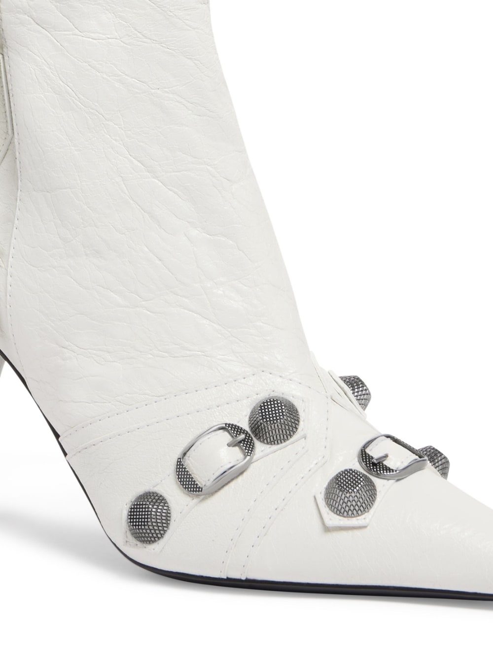 BALENCIAGA Knee-High Leather Boots with Silver Studs