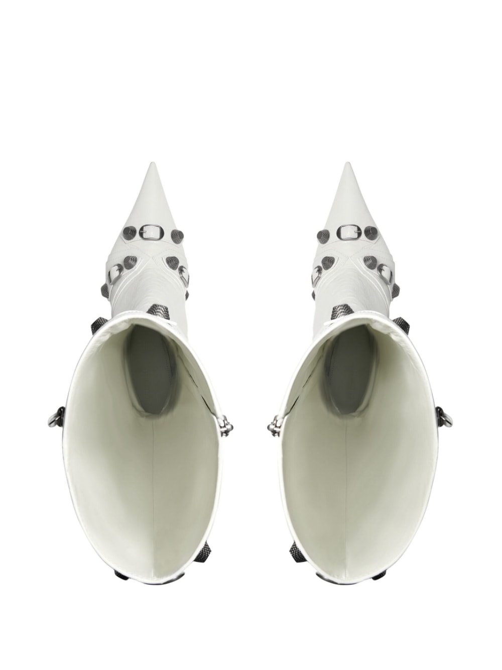 BALENCIAGA Knee-High Leather Boots with Silver Studs