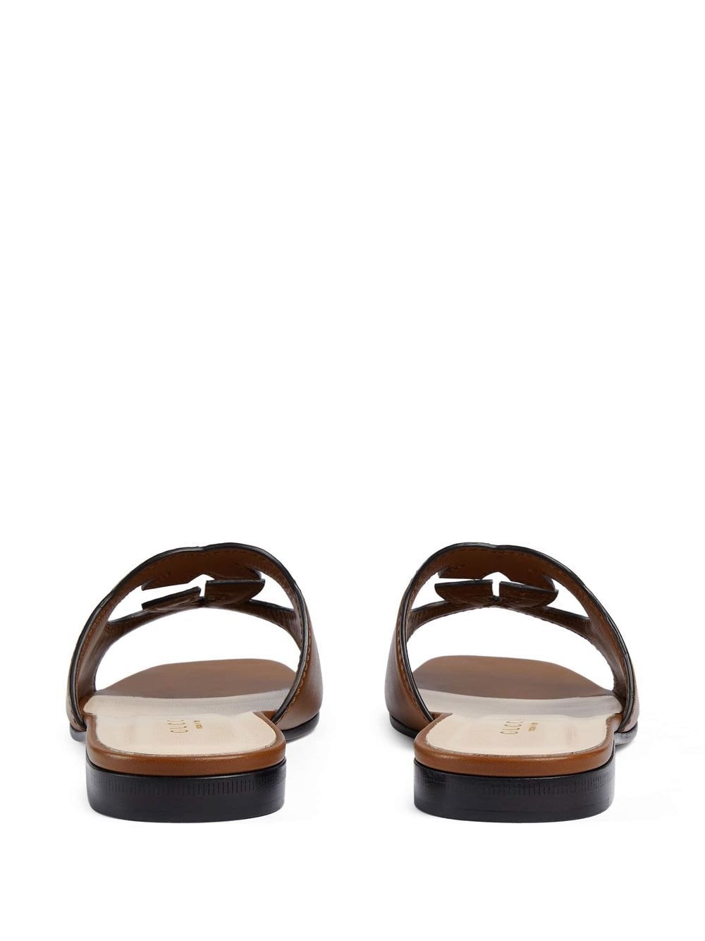 GUCCI Women's Leather Flat Sandals with Signature Logo Cut-Out
