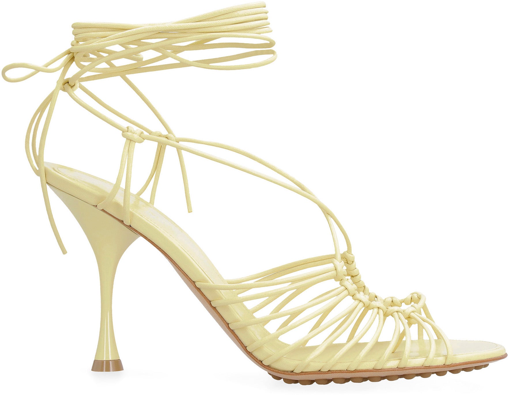 BOTTEGA VENETA Round Toeline Heeled Sandals with Ankle Laces