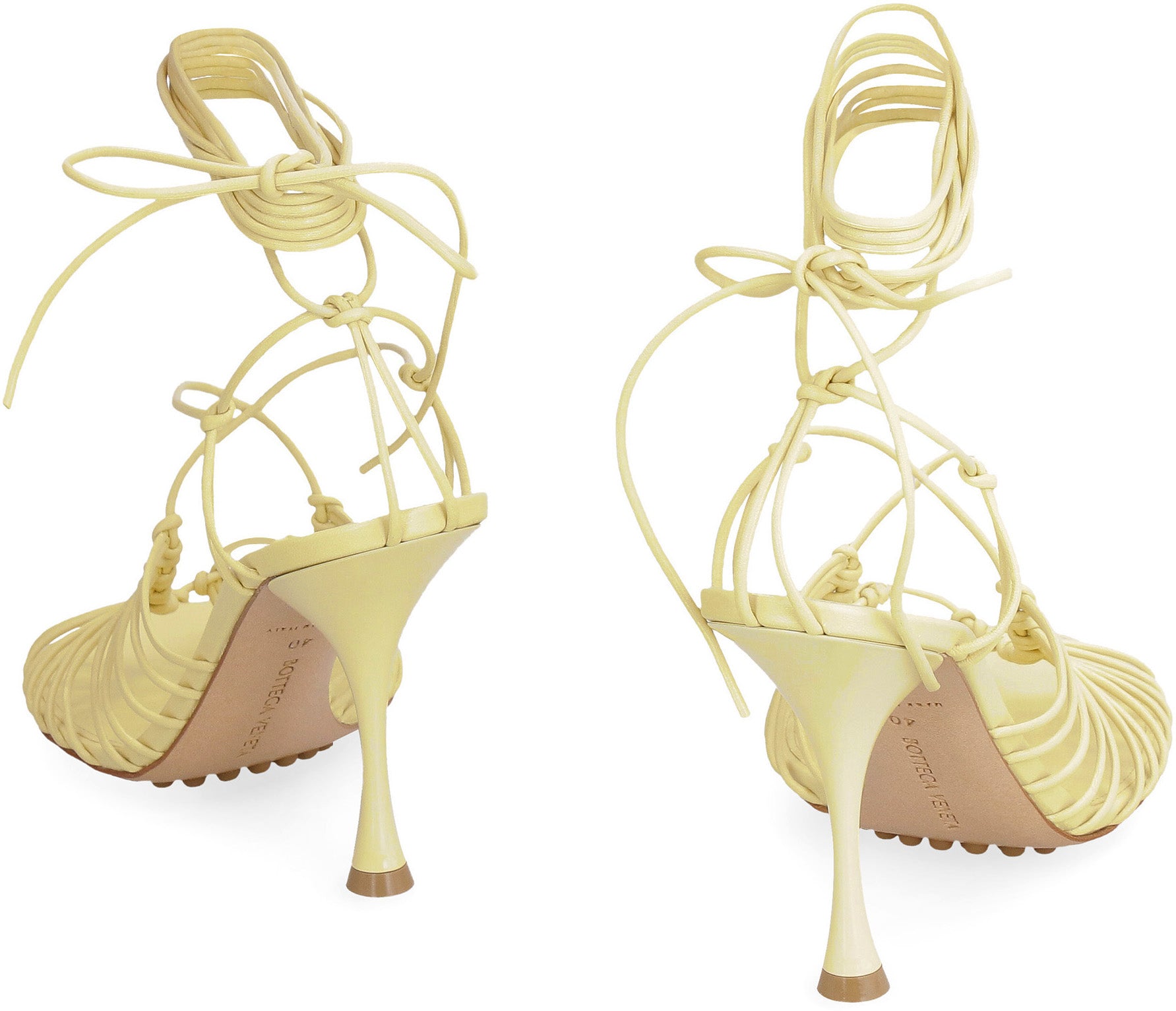 BOTTEGA VENETA Round Toeline Heeled Sandals with Ankle Laces