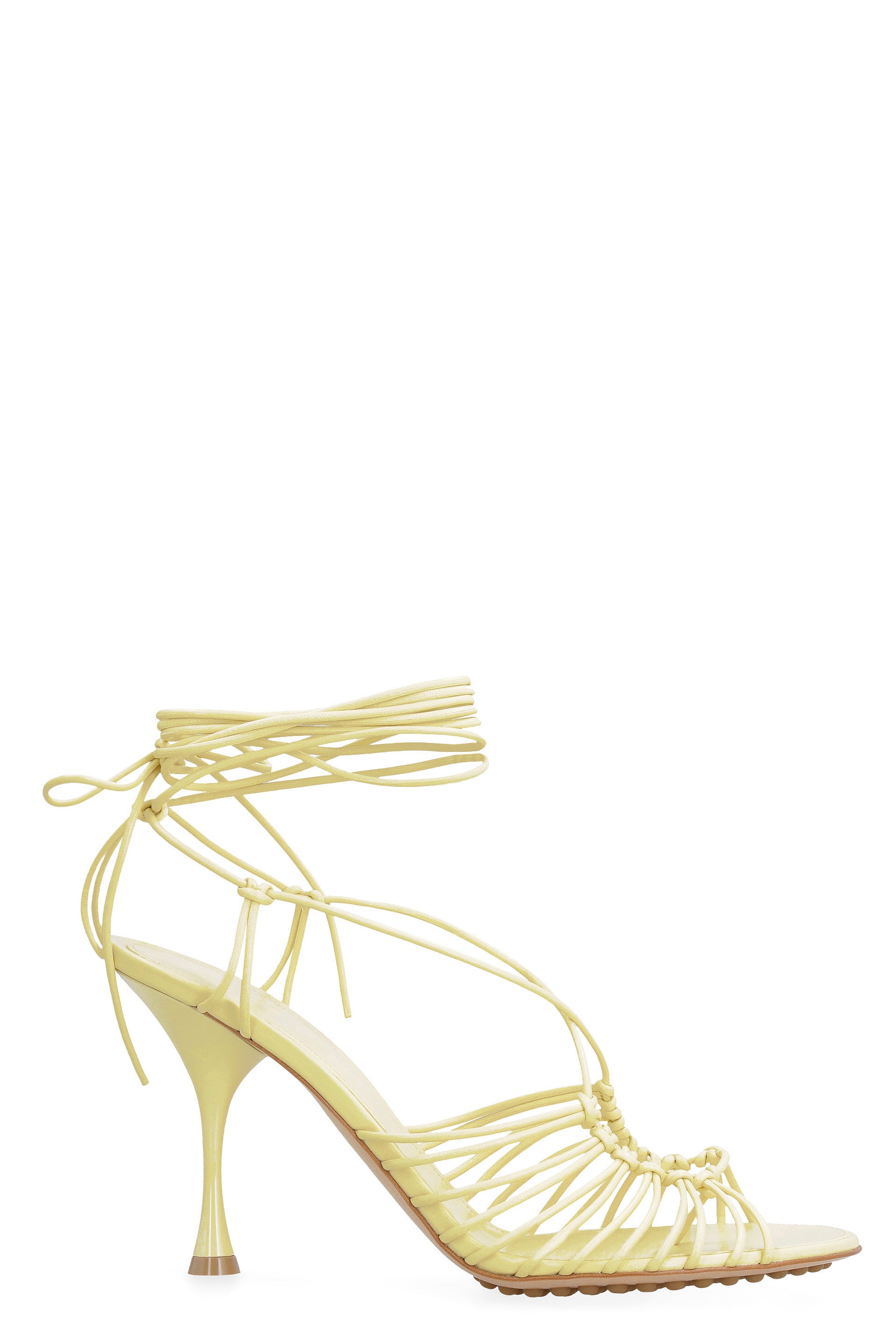 BOTTEGA VENETA Round Toeline Heeled Sandals with Ankle Laces