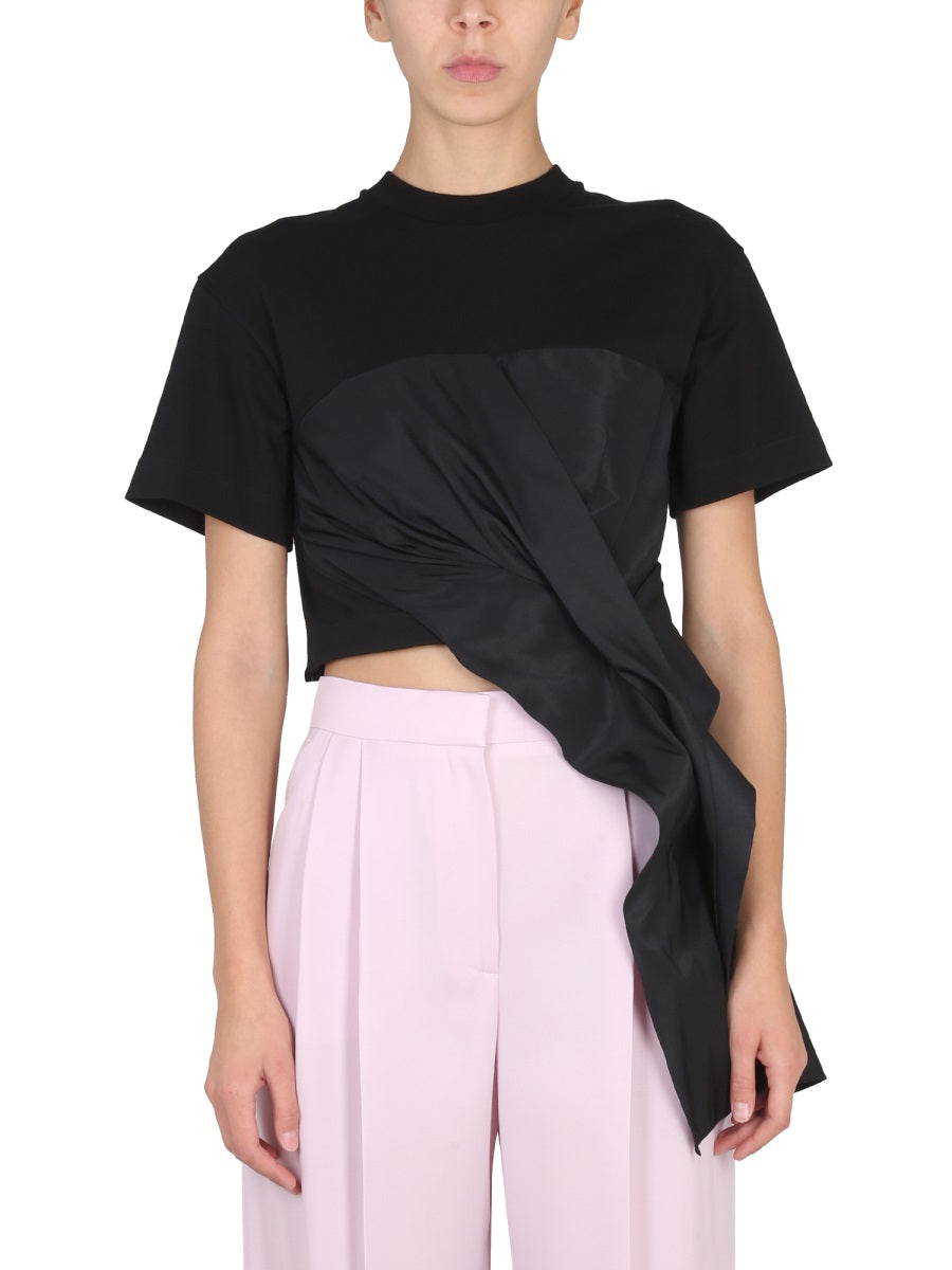 ALEXANDER McQUEEN Draped Hybrid T-Shirt with Necklace for Women - SS23