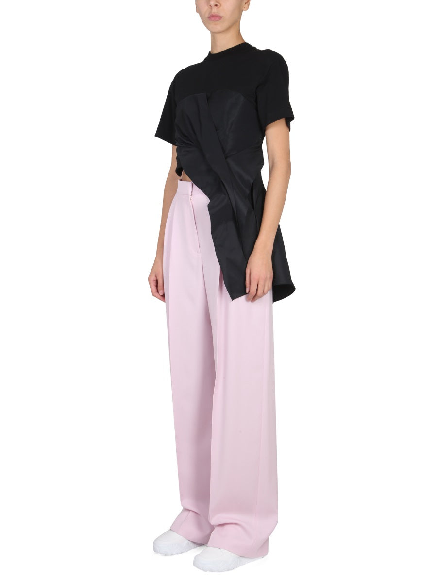 ALEXANDER McQUEEN Draped Hybrid T-Shirt with Necklace for Women - SS23