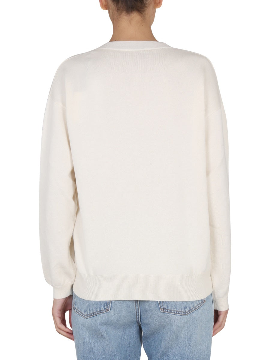 BALLANTYNE Cross-Neck Embroidered Logo Sweater for Women