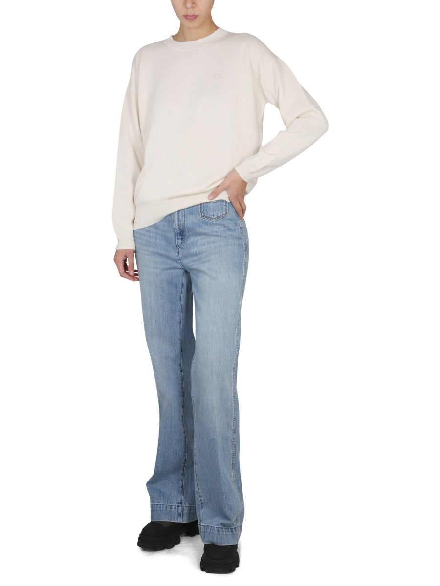 BALLANTYNE Cross-Neck Embroidered Logo Sweater for Women