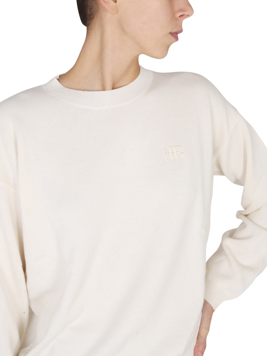 BALLANTYNE Cross-Neck Embroidered Logo Sweater for Women