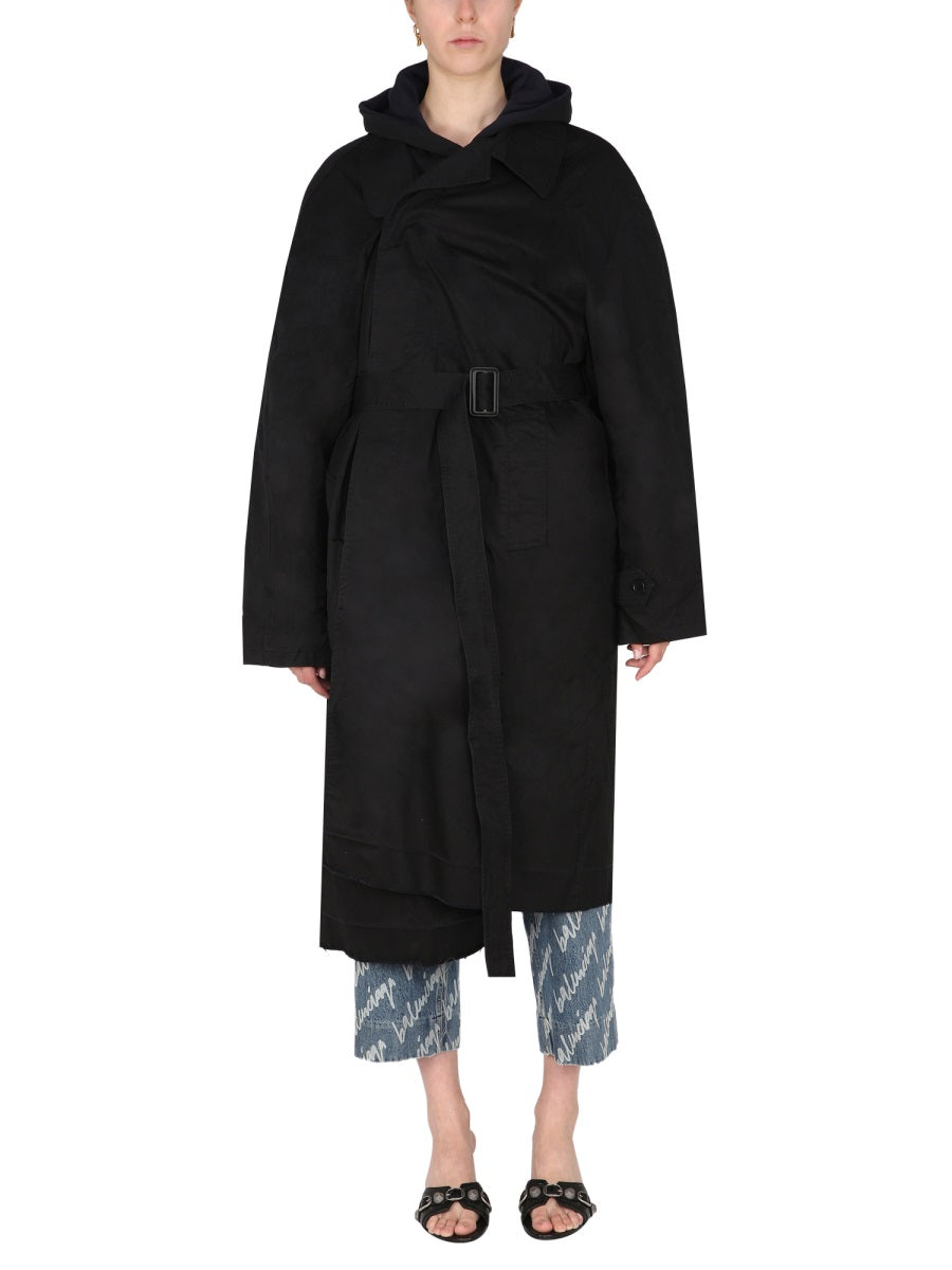 BALENCIAGA Oversized Carcoat with Pointed Collar for Women