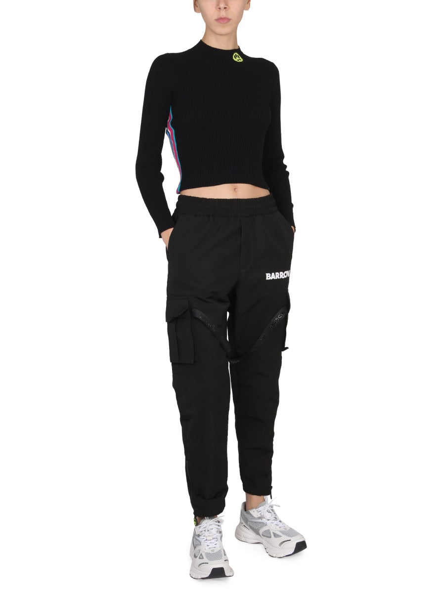 BARROW Half Neck Logo Top with Colorful Bands