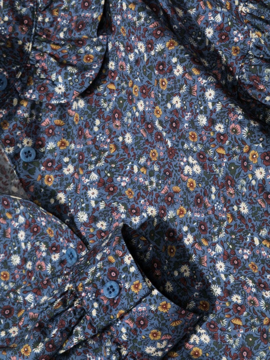 IL GUFO Mini Floral Ruffle Collar Shirt