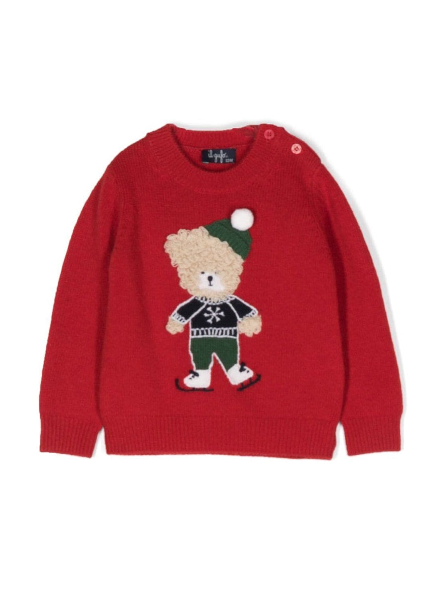 IL GUFO Mini Teddy Bear Crew Neck Pullover