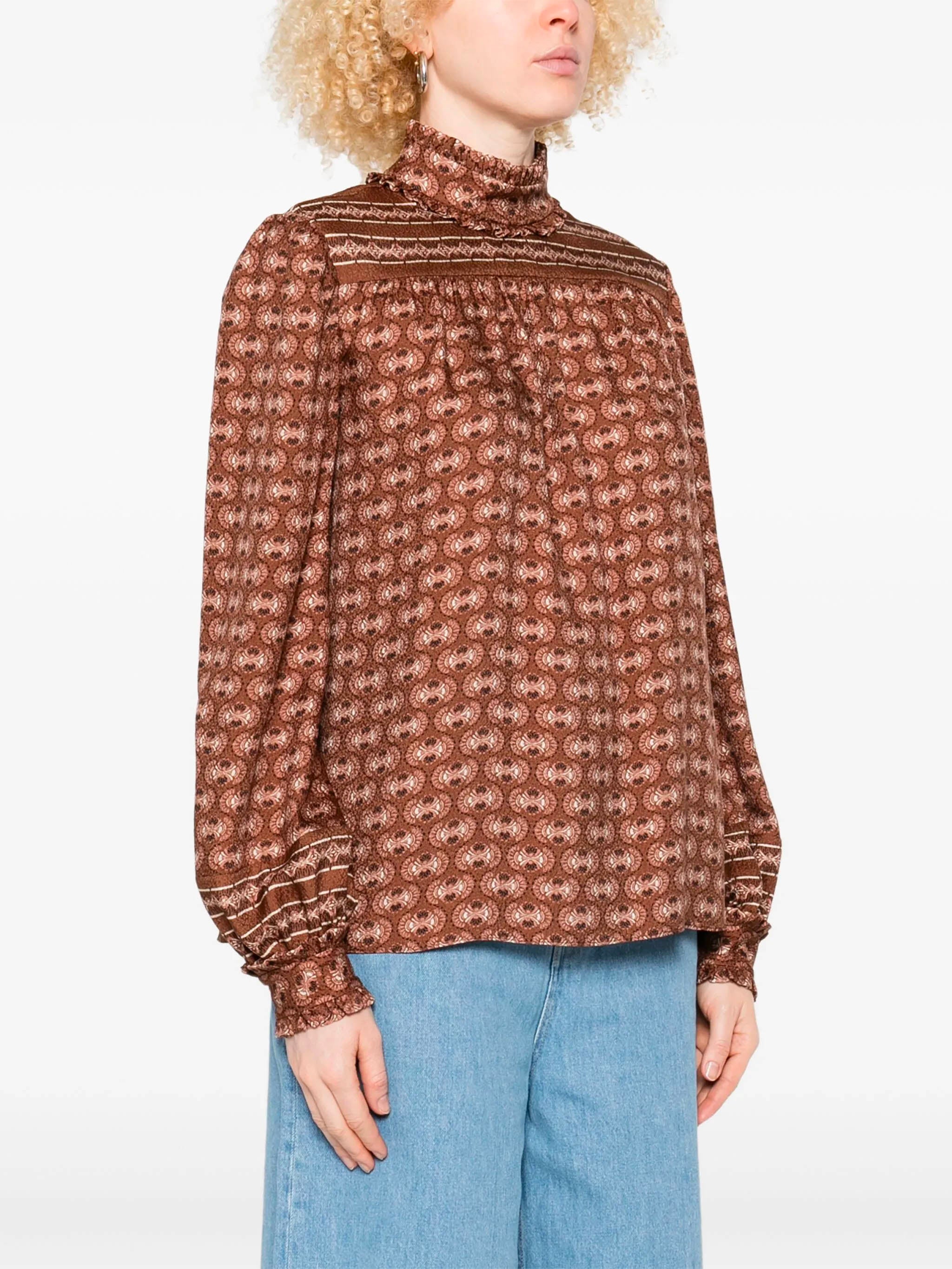 VALENTINO GARAVANI Silk Blouse with Voyage Imaginative Print