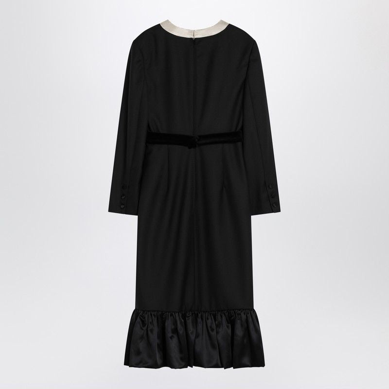 VALENTINO Elegant Midi Wool Dress with Bows