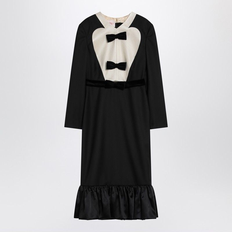 VALENTINO Elegant Midi Wool Dress with Bows