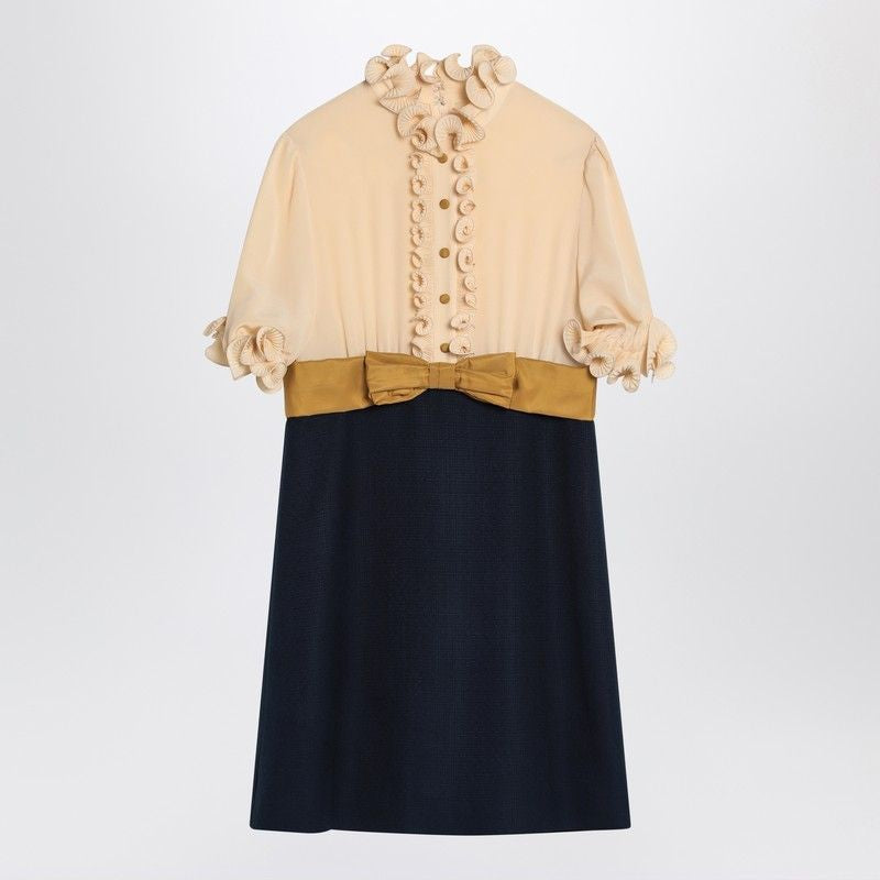 VALENTINO Elegant Ruffled Mini Dress with Bow